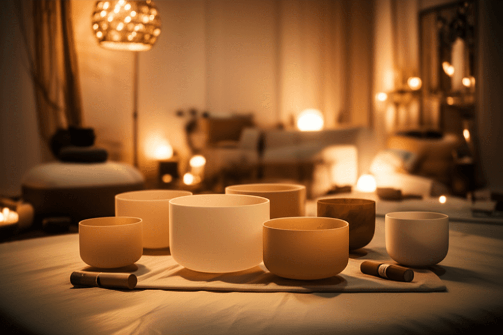 Larissa Steinbach from Soul Art Dubai leading a tranquil sound healing session, offering calm and essential support for dedicated dementia caregivers.