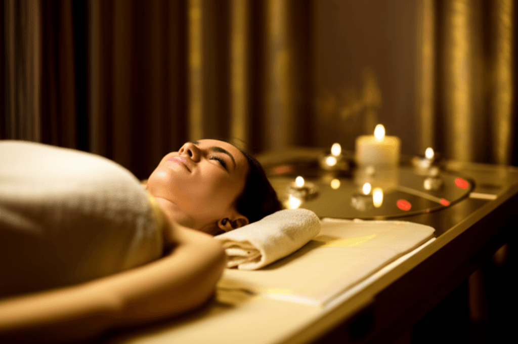 A tranquil sound healing session at Soul Art, with singing bowls resonating, offering a complementary approach to well-being for Chronic Fatigue Syndrome sufferers. Larissa Steinbach's studio fosters deep relaxation and holistic support.