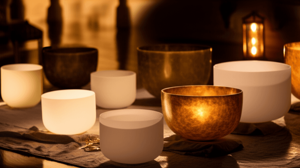 Larissa Steinbach of Soul Art Dubai, facilitating a sound wellness session with singing bowls and gongs in a tranquil studio, demonstrating circadian rhythm optimization for enhanced well-being.