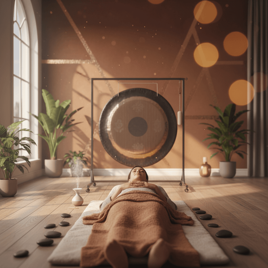 Larissa Steinbach, founder of Soul Art, expertly facilitating a private sound bath with crystal bowls, illustrating the deep co-regulation possible for profound relaxation and nervous system balance.