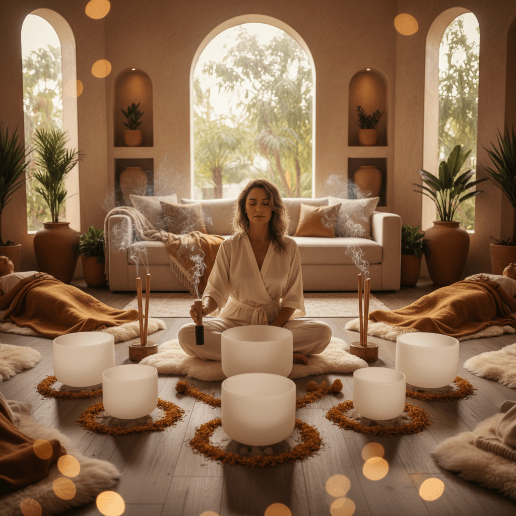 An acoustic recorder capturing nature's sounds in a vibrant forest, symbolizing the work of Soul Art and Larissa Steinbach in sound conservation and wellness.