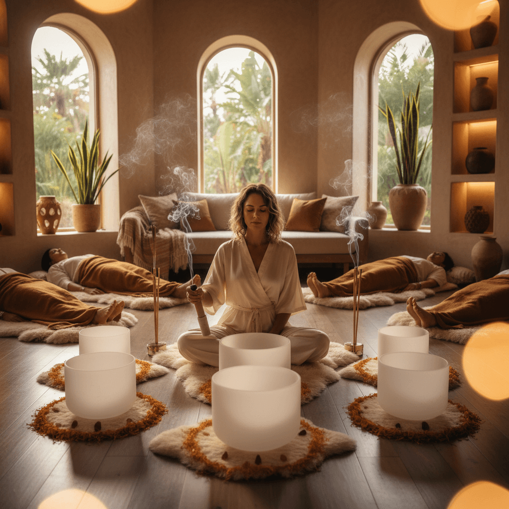 Nahaufnahme einer Person, die in einem Zustand des kreativen Flows zeichnet, umgeben von sanften Klangwellen, symbolisiert die innovative Arbeit von Larissa Steinbach und Soul Art in Dubai.