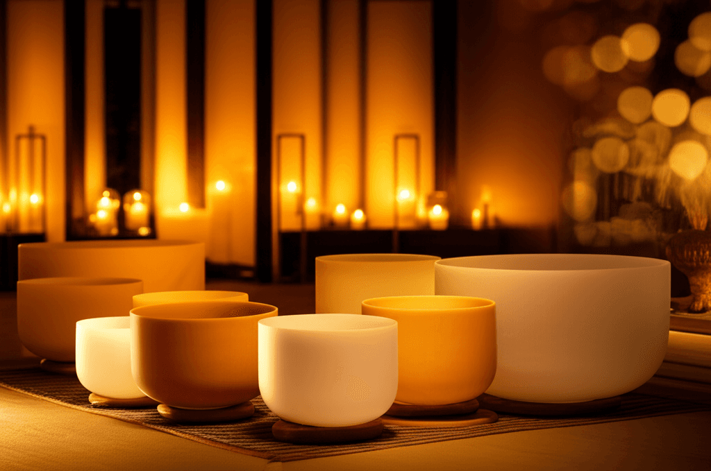 A serene image of a person receiving sound therapy, with abstract musical notes and light surrounding them. This visual represents Soul Art Dubai's holistic approach, guided by Larissa Steinbach, in using sound to preserve cognitive vitality in dementia care.