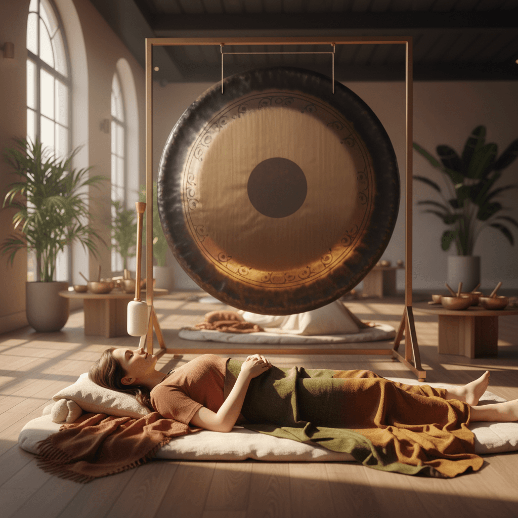 Larissa Steinbach facilitating a private sound bath ritual with crystal singing bowls at Soul Art Dubai, symbolizing bespoke wellness journeys for inner harmony.