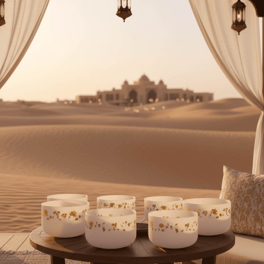 Soul Art founder Larissa Steinbach guides a sound wellness session, drawing inspiration from the tranquil, biodiverse Arabian Desert landscape, promoting deep relaxation and natural healing frequencies in Dubai.