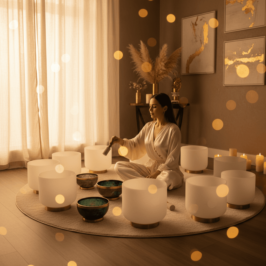 A vibrant E-sports gamer in action, with subtle sound wave overlays, emphasizing the connection between performance and auditory health. Soul Art Dubai by Larissa Steinbach provides wellness solutions for athletes.
