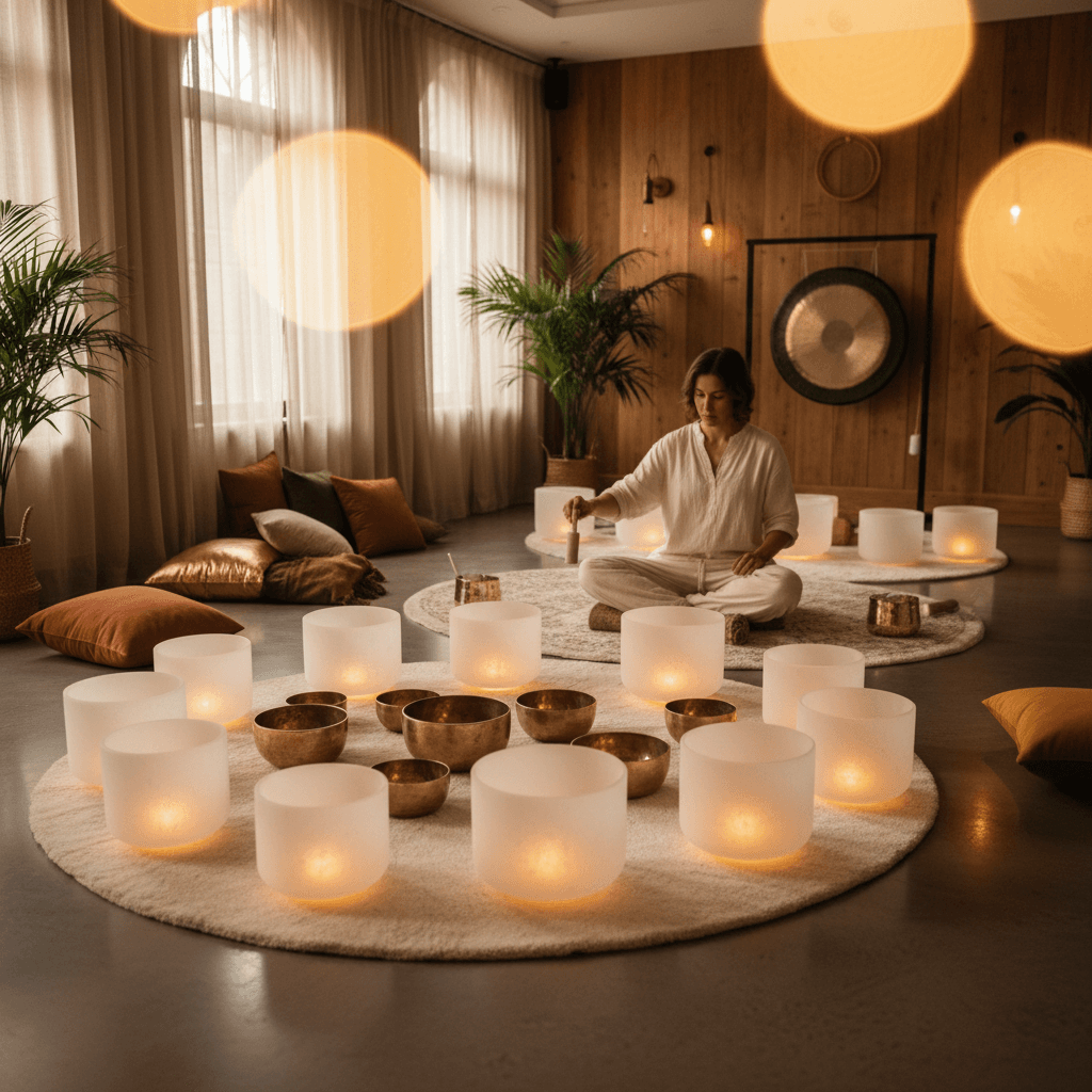 لاريسا ستاينباخ في استوديو سول آرت الفاخر بدبي، تدمج العلاج البيئي والصوتي لتحقيق أقصى درجات الاسترخاء والشفاء الشامل في بيئة طبيعية هادئة.