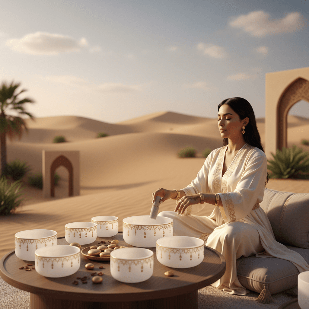 تأثير التراتيل المصرية القديمة على الرفاهية في استوديو سول آرت بدبي، بقيادة لاريسا ستاينباخ.