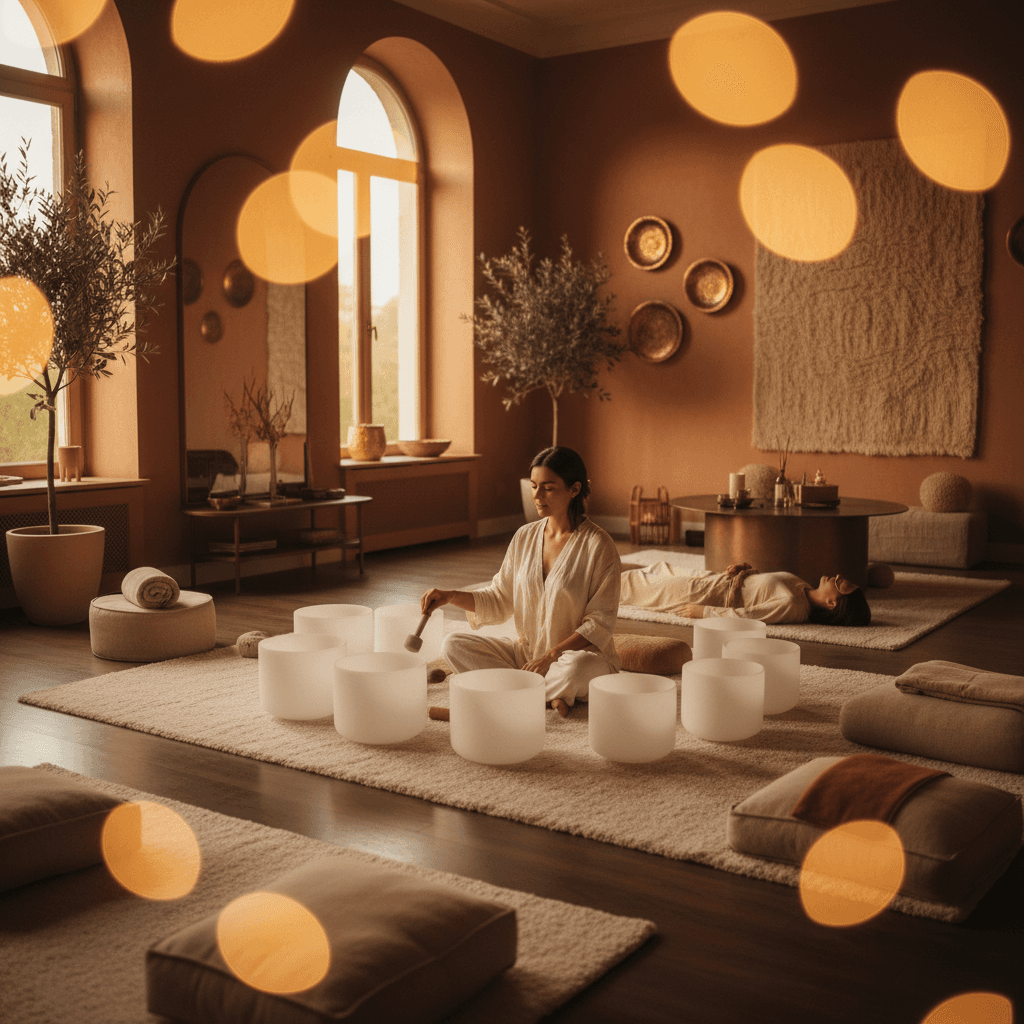 A tranquil floatation tank chamber at Soul Art Dubai, illuminated by soft, ambient light, representing the unique wellness experience by Larissa Steinbach.