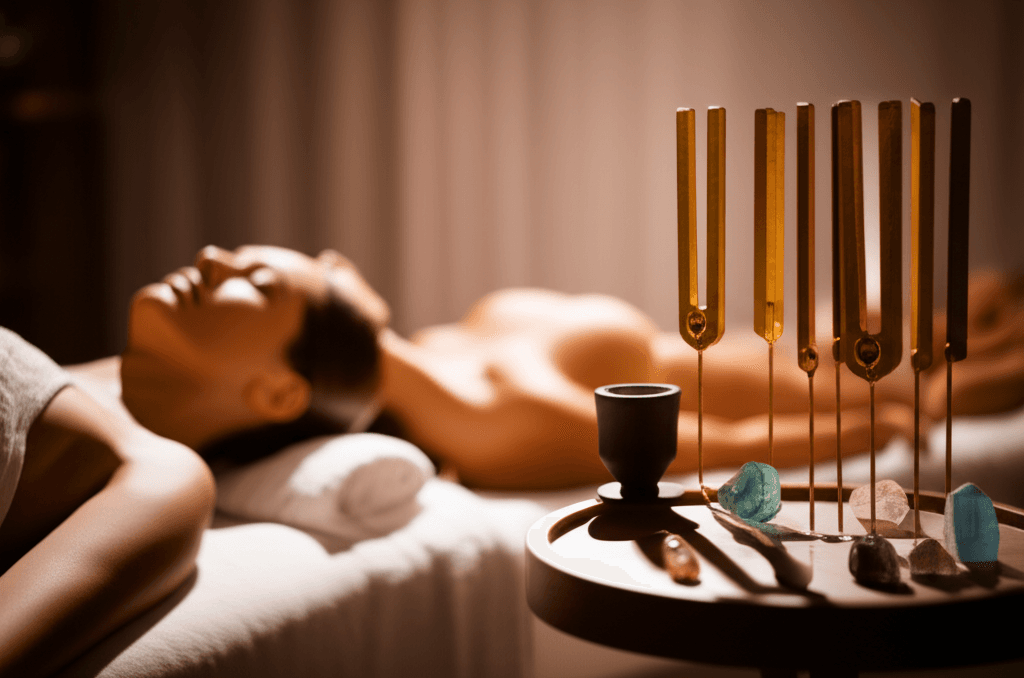 Larissa Steinbach von Soul Art leitet eine tief entspannende Klang-Wellness-Sitzung, die auf Entzündungsreduktion und Anti-Aging abzielt.