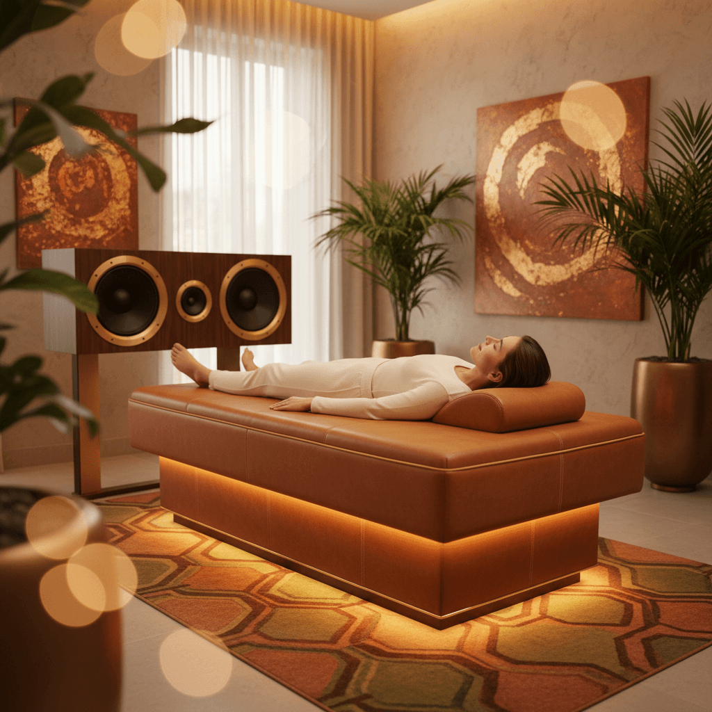 Brainwave patterns depicted by sound waves, symbolizing enhanced focus