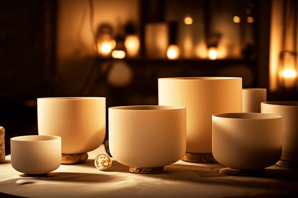 Eine Kind Hand die mit Klangschalen spielt, um das Lernen zu unterstützen. Soul Art Dubai und Larissa Steinbach bieten innovative Klang-Wellness-Sitzungen an, die zur Verbesserung des Wohlbefindens bei Lernschwierigkeiten beitragen können.