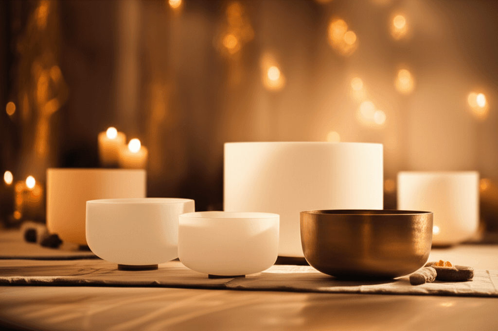 Larissa Steinbach bei Soul Art Dubai demonstriert Klangschalen zur Unterstützung bei MAT und OUD. Ganzheitliches Wohlbefinden und Stressreduktion durch Klangtherapie.