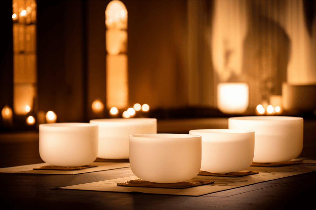 Larissa Steinbach, founder of Soul Art Dubai, facilitating a sound healing session with various instruments, demonstrating valid methods for measuring wellness outcomes and brainwave entrainment.