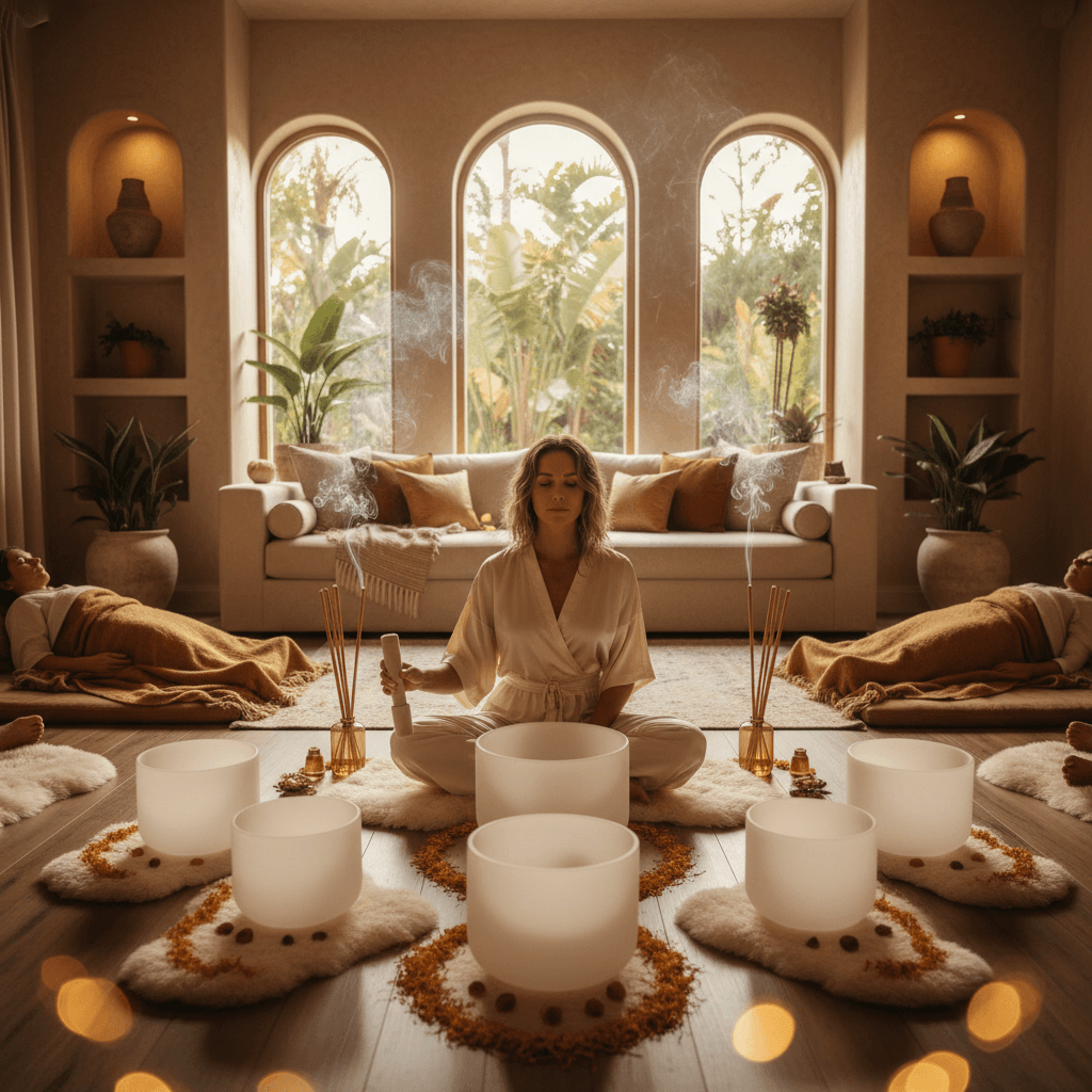 Eine stilisierte Darstellung von Merkur im Rücklauf, umgeben von sanften Klangwellen, die Ruhe und Balance symbolisieren. Ein Symbol für Soul Art Dubai und Larissa Steinbachs Ansatz zur Klang-Wellness in Zeiten kosmischer Phasen.