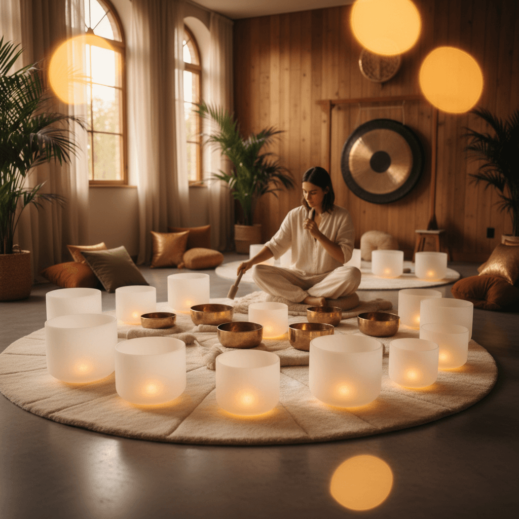 A visual representation of sound waves enhancing an athlete's focus, with 'Soul Art' and 'Larissa Steinbach' branding. The image portrays modern sound wellness techniques for peak performance and recovery.