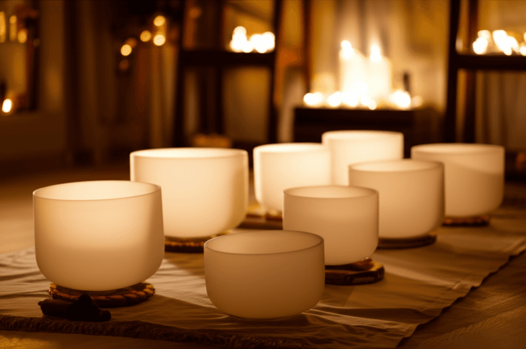 Eine Nahaufnahme einer Klangschale auf einer Kopfhaut, die sanft massiert wird, mit dem Soul Art Logo im Hintergrund. Eine visuelle Darstellung der einzigartigen Klangmassage-Techniken von Larissa Steinbach zur Förderung der Kopfhautgesundheit und des Wohlbefindens.