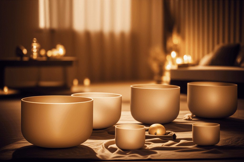 Larissa Steinbach of Soul Art leading a serene group sound program for seniors, featuring singing bowls and gongs in a tranquil, supportive environment.