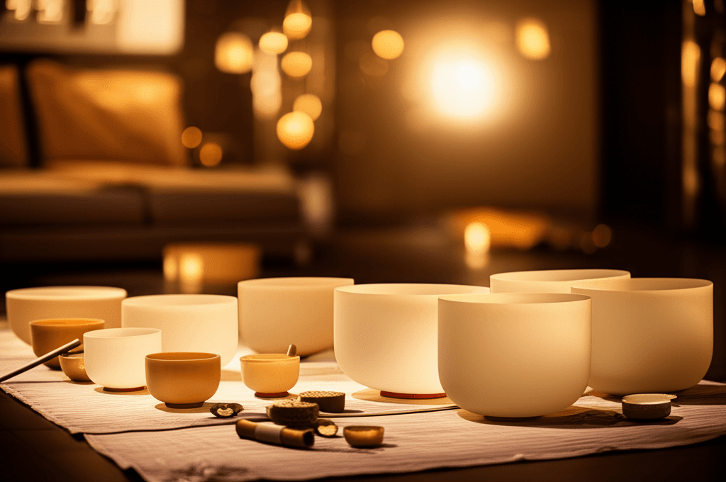 Larissa Steinbach of Soul Art leading a sound wellness session, featuring singing bowls and therapeutic sound frequencies to support sensory processing and holistic wellbeing.