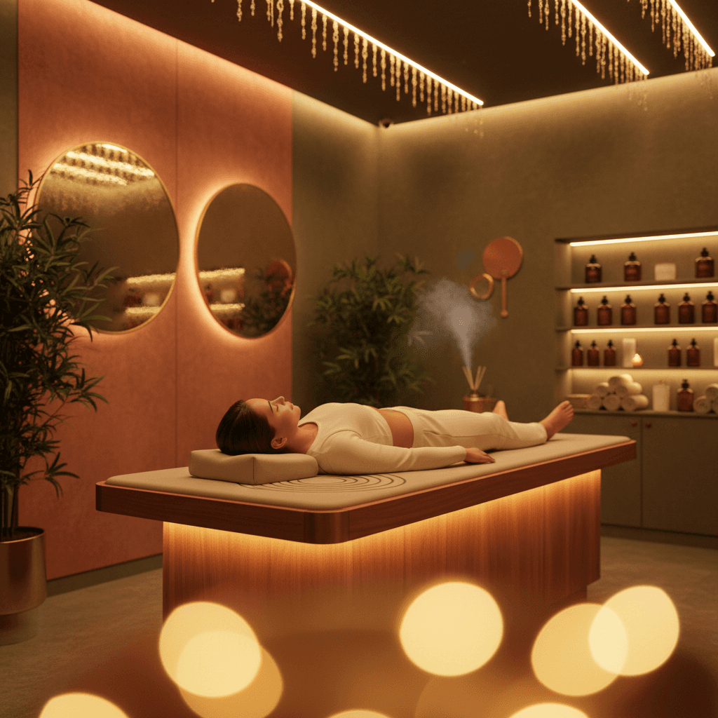 Eine goldene tibetische Klangschale erzeugt sanfte Wellen, die emotionale Wunden heilen. Larissa Steinbach und Soul Art bieten Klangheilung für tiefe Transformation in Dubai.