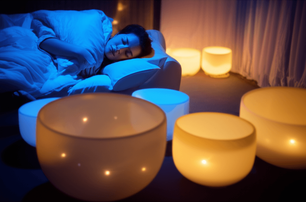Eine Athletin entspannt in einer Klang-Wellness-Sitzung bei Soul Art Dubai, geleitet von Larissa Steinbach, zur Optimierung ihres Schlafs und ihrer Erholung. Soul Art bietet ganzheitliche Wellness für Spitzensportler.