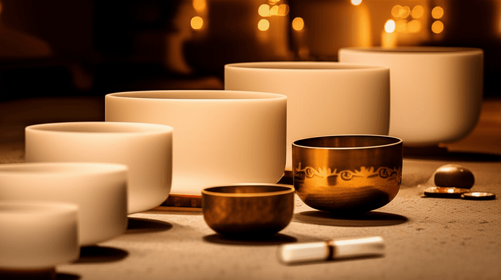 Larissa Steinbach von Soul Art spielt eine Klangschale während einer Sound Healing Sitzung, um Entspannung zu fördern und Skepsis wissenschaftlich zu begegnen.