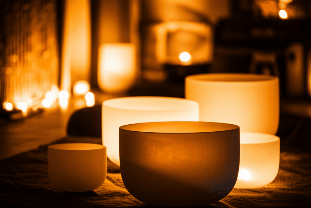 A diverse group of individuals engaging in a sound bath session at Soul Art Dubai, led by Larissa Steinbach, promoting holistic wellness and recovery.