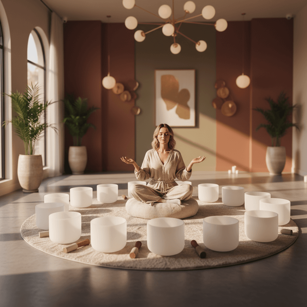 Ein ruhiges Paar, das sich bei einer Klangmeditation entspannt, symbolisiert die Stärkung der Beziehungen durch Soul Art und Larissa Steinbach.