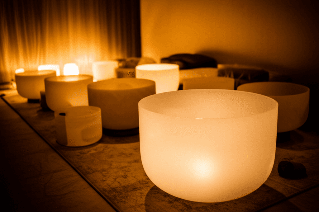 Ein Kleinkind sitzt ruhig auf dem Boden, umgeben von sanftem Licht, während es Klängen lauscht. Eine Darstellung von Ruhe und emotionaler Regulation, unterstützt durch die Methoden von Soul Art und Larissa Steinbach.