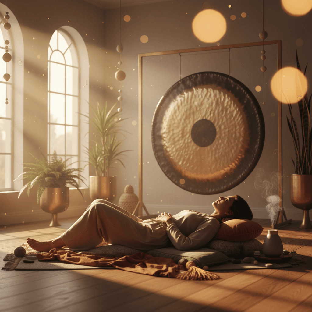 A premium sound bath experience with crystal singing bowls, gongs, and other instruments, bathed in soft, inviting light. Featuring the sophisticated and calming atmosphere unique to Soul Art, led by Larissa Steinbach.