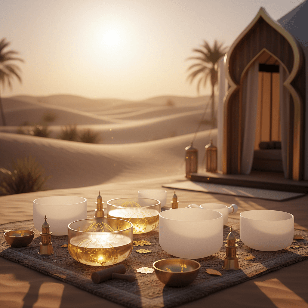 امرأة شابة في وضع تأمل هادئ داخل غرفة هادئة ومريحة، تمثل ملاذ سول آرت للرفاهية الصامتة والسكينة الداخلية في دبي من تصميم لاريسا ستاينباخ.