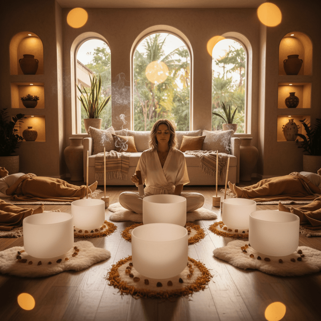 Larissa Steinbach from Soul Art guides a woman in a tranquil setting, embodying deep feminine restoration through womb healing practices.